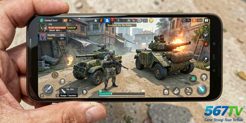 Screenshot gameplay 567TV yang menunjukkan strategi pertempuran mendalam.