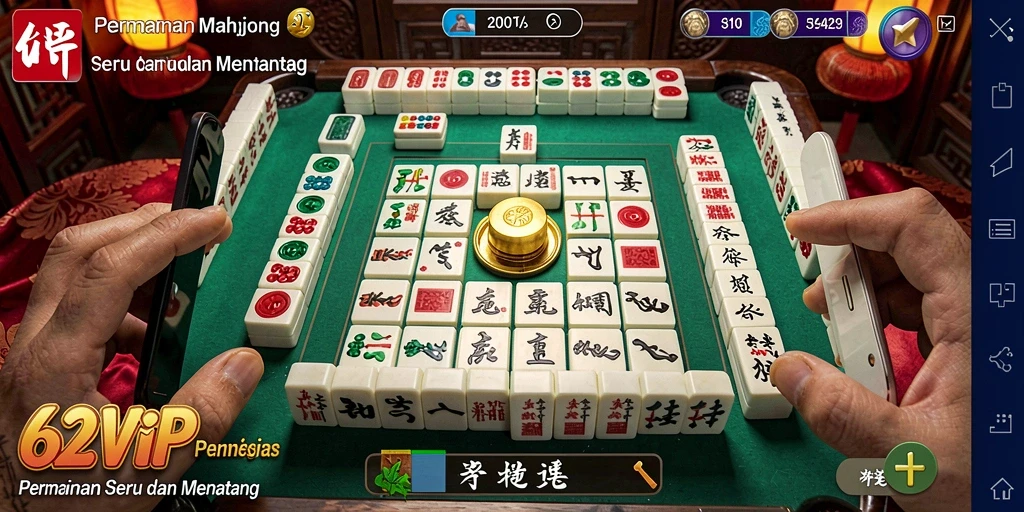 Tampilan utama gameplay Mahjong yang menarik dalam 62VIP.