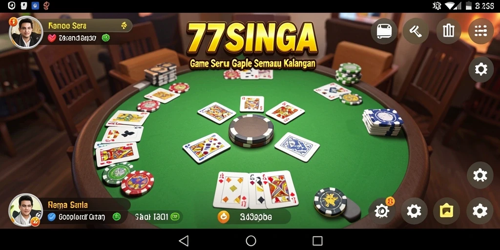 Screenshot gameplay 77SINGA menampilkan keseruan bermain Gaple.