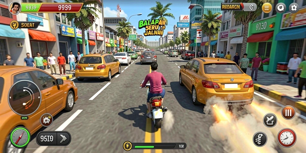 Tampilan gameplay balapan yang mengesankan di 9939.