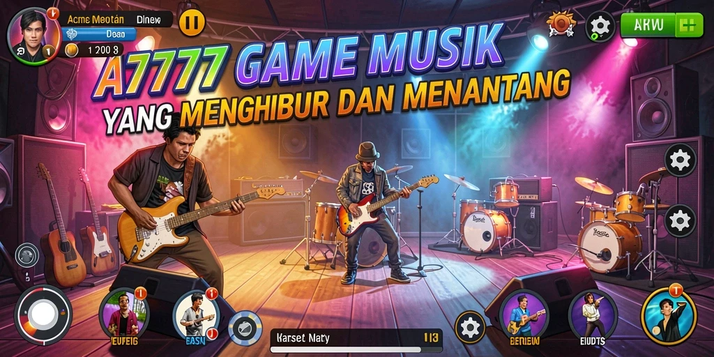 Screenshot A7777 menampilkan gameplay musik yang menantang dan interaktif.