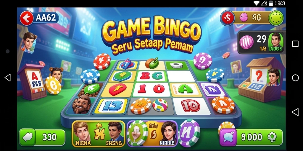 Tampilan gameplay seru di AA62 dengan suasana Bingo yang ceria.