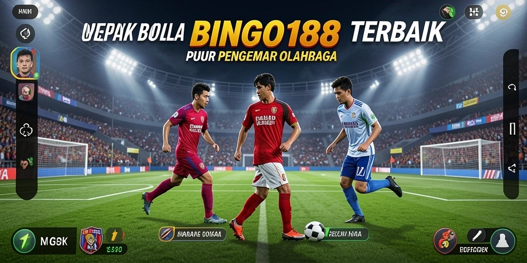 Screenshot BINGO188 menampilkan aksi seru dalam permainan sepak bola.