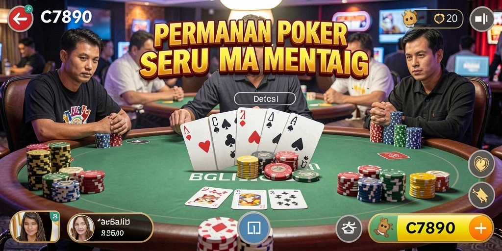Tampilan gameplay seru dalam C7890 yang menampilkan permainan Poker online.