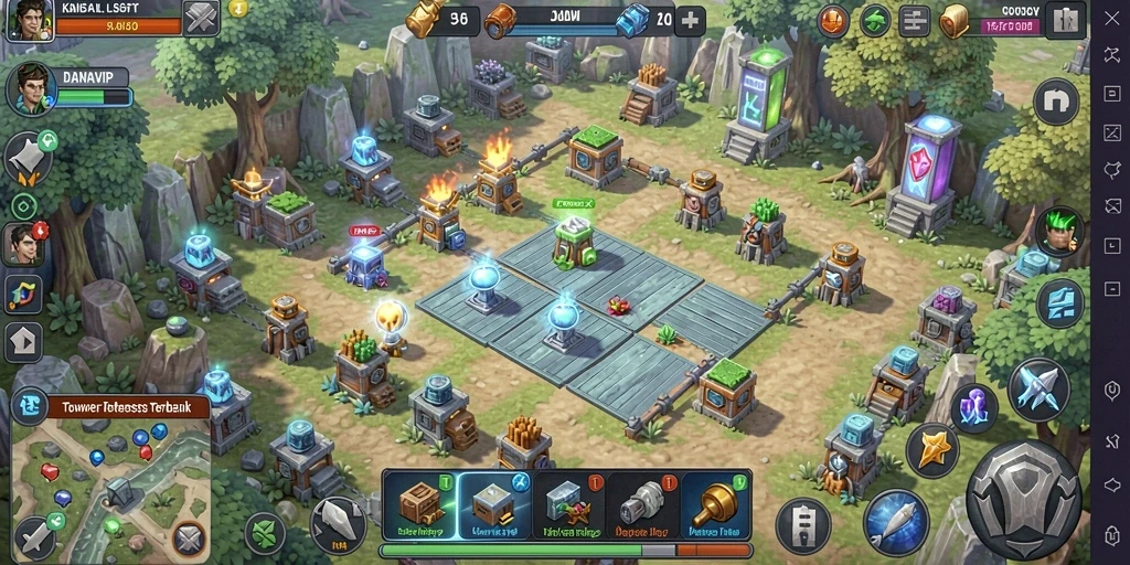 Tangkapan layar menunjukkan aksi mendebarkan dalam game Tower Defense.