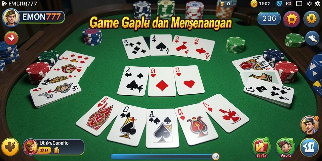 Screenshot utama EMON777 menampilkan momen seru dalam permainan Gaple.