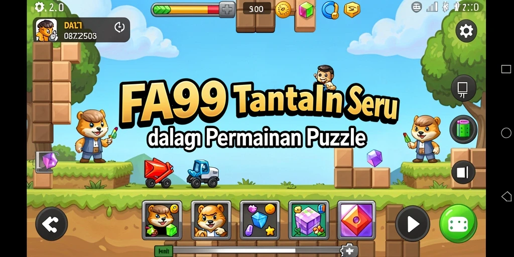Tangkapan layar dari gameplay FA99 yang menampilkan berbagai tantangan puzzle.