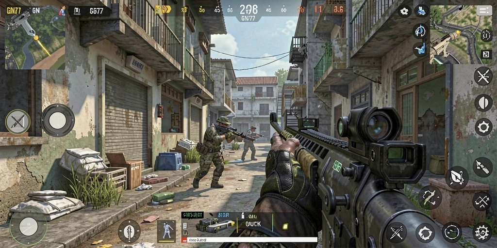 Tampilan gameplay GN777 yang mendebarkan dan penuh aksi dalam mode FPS.