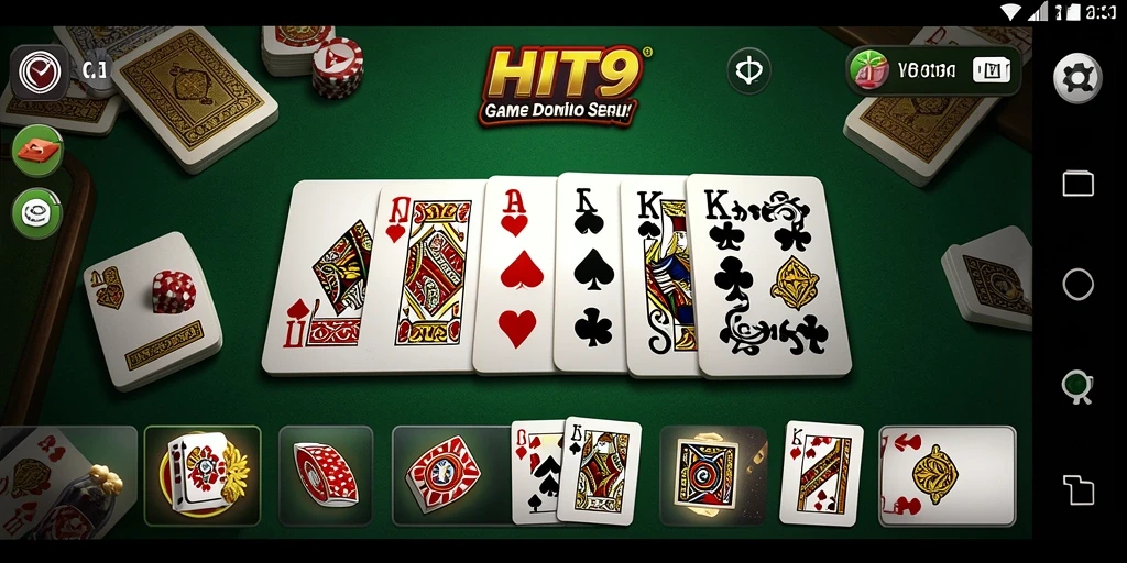 Tampilan gameplay HIT9 yang seru dan mendebarkan dalam permainan Domino.