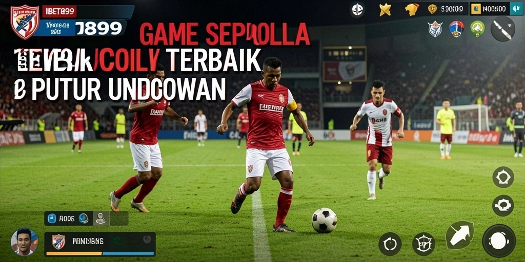 Gambaran layar utama IBET899 menunjukkan aksi seru permainan sepak bola.