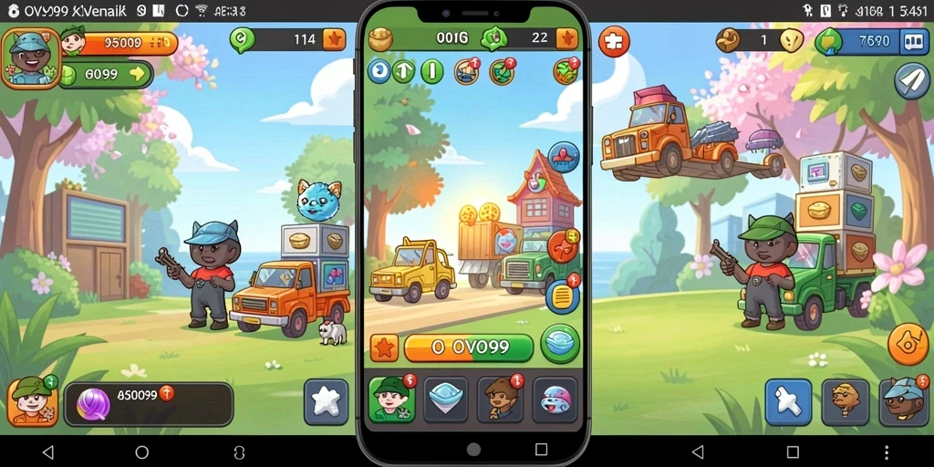 Tampilan gameplay OVO99 yang mengasyikkan dengan elemen Idle.