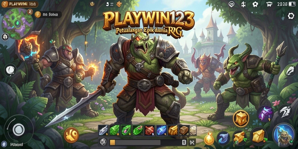 Screenshot menampilkan pertempuran epik dan karakter yang memukau dalam <strong>PLAYWIN123</strong>.