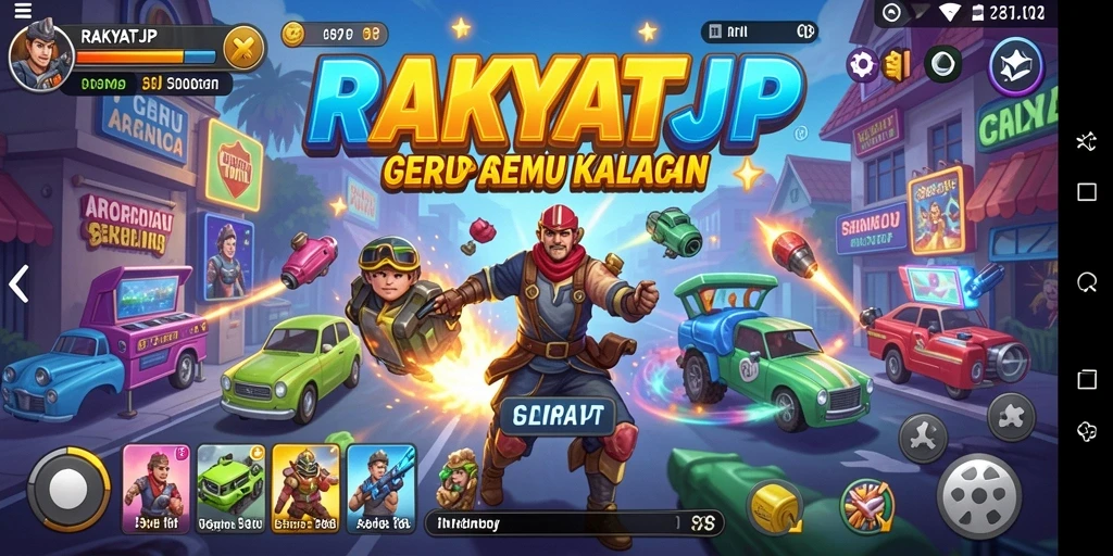 Tampilan gameplay RAKYATJP dengan rintangan menarik dan grafis cerah.