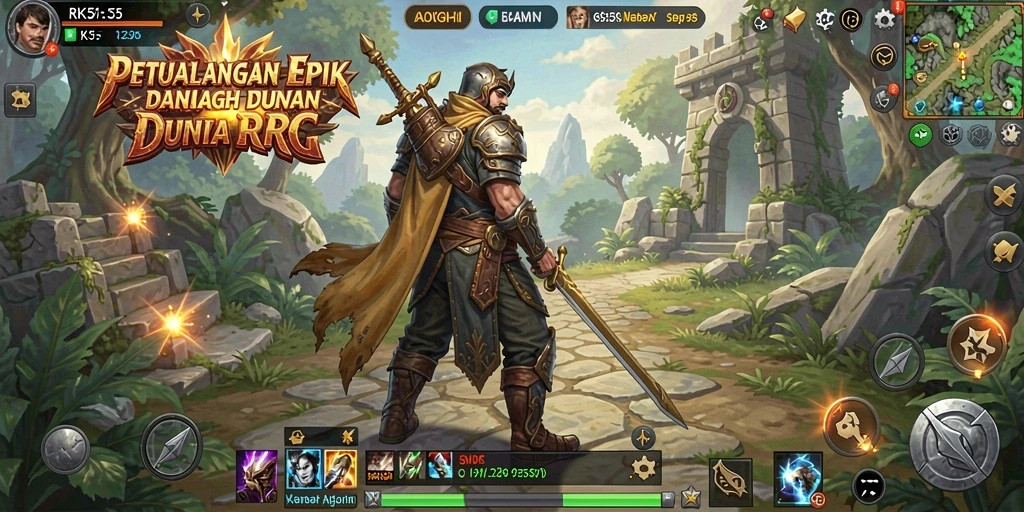 Tampilan utama gameplay RK55 dengan aksi pertempuran yang seru.