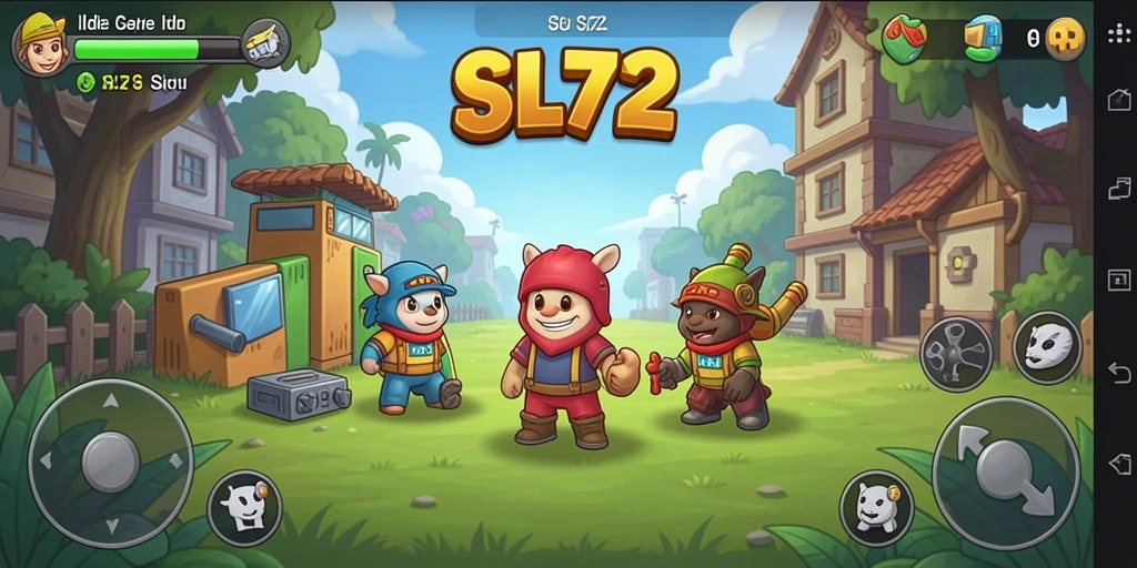 Screenshot gameplay SL72 menampilkan aktivitas mengumpulkan sumber daya yang menyenangkan.