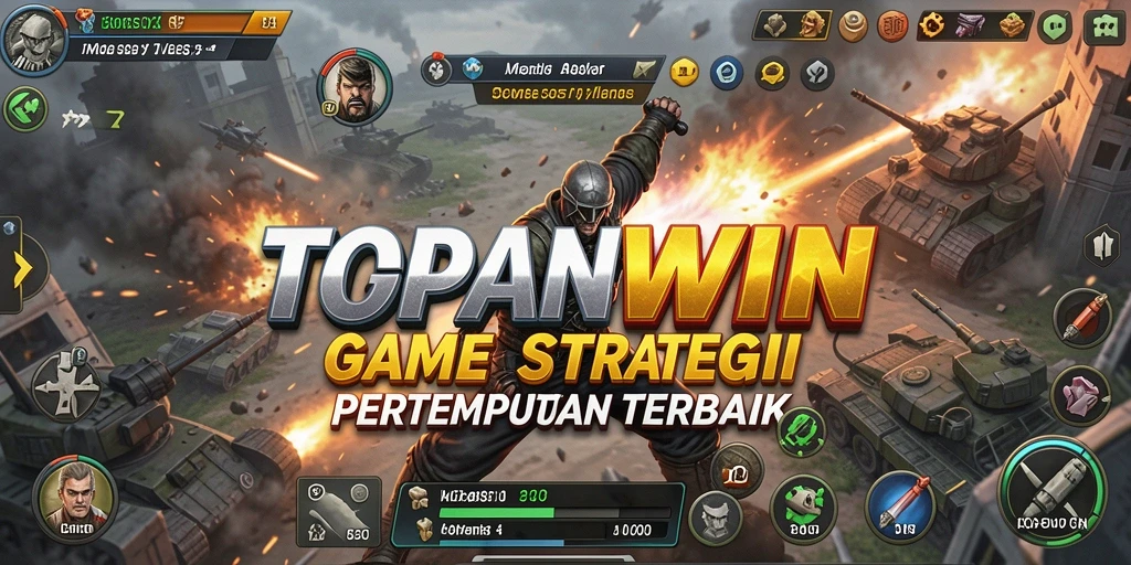 Screenshot gameplay menunjukkan pertempuran strategis intens di TOPANWIN.