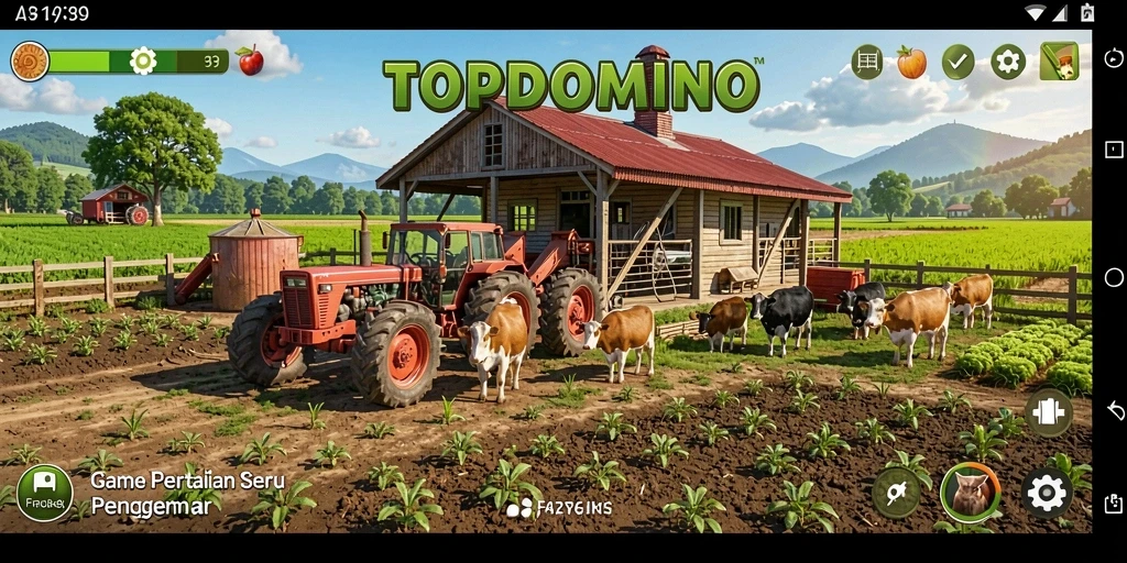 Tampilan antarmuka gameplay TOPDOMINO yang penuh warna dan menyenangkan.